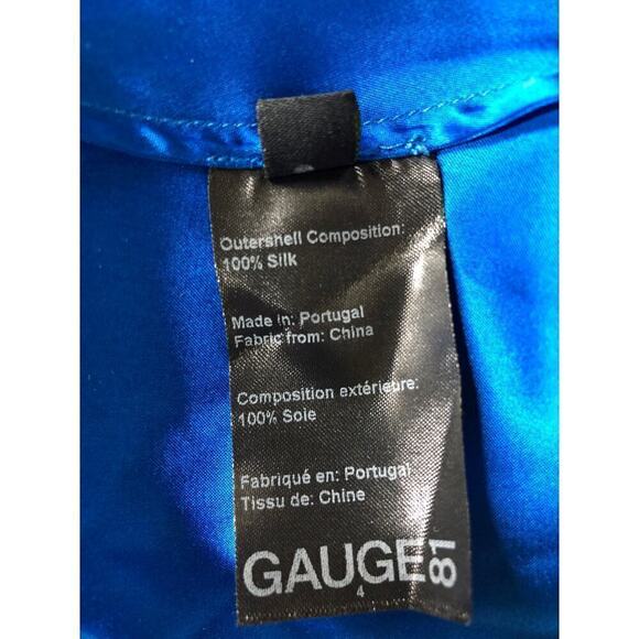 GAUGE81 Shiroi Dress 100% Silk Satin Sleeveless Cowl Neck Slip Maxi Gown Blue L - Picture 7 of 9